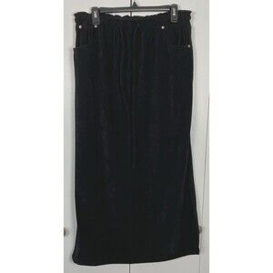 Vintage Denim & Co Faux Suede Long Black Skirt Size Large